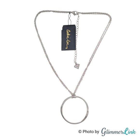 Cookie Lee Silver Tone Open Circle Minimalist Pendant Necklace - Picture 6 of 9